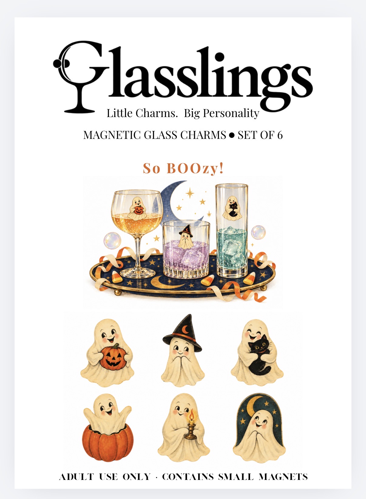 So BOOzy vintage ghost magnetic glass charms